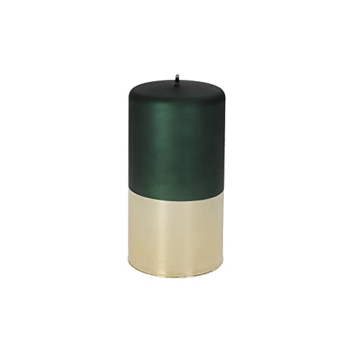 Keyhomestore - Smaragdgrüne Deko-Kerze mit Goldrand, Höhe 10 cm, Durchmesser 8 cm von Keyhomestore