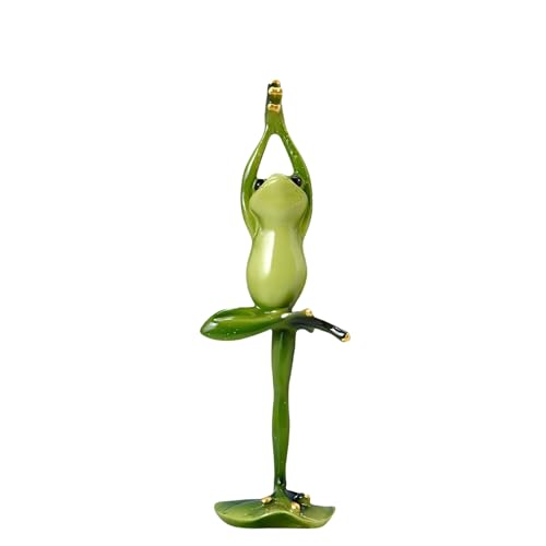 Keyhvao Frosch Modell Statue Dekoration Grün Yoga Form Harz Lustige Dekorationen Figur Dekorieren für Wohnzimmer, Schlafzimmer, Desktop (Yoga Frosch - Baumhaltung) von Keyhvao