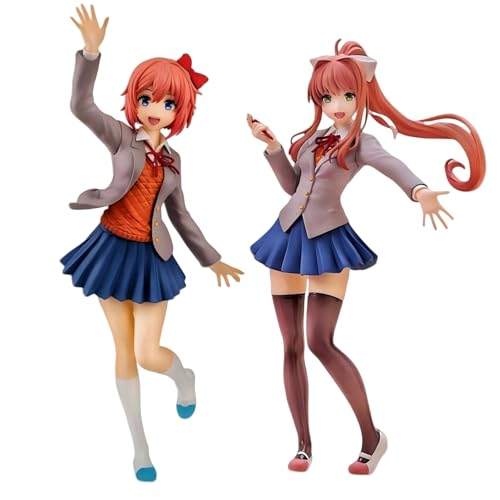 Keyhvao Sayori, Monika-Figur, niedliches Uniformmodell, Statue, Monika, Sayori, Anime-Figur, PVC-Material, Desktop-Dekoration, Geschenk für Freunde und Fans (Sayori + Monika) von Keyhvao