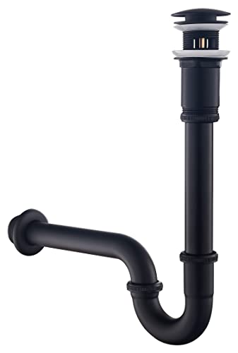 SET - Siphon mit Ablaufgarnitur mit Überlauf für Waschbecken Schwarz Matt - Keymark Universal Röhrensiphon und Ablaufventil Bad - Messing Syphon Sifon Pop Up Abflussgarnitur Abfluss Waschtisch SET - Siphon mit Ablaufgarnitur mit Überlauf für Waschbecken Schwarz Matt - Keymark Universal Röhrensiphon und Ablaufventil Bad - Messing Syphon Sifon Pop Up Abflussgarnitur Abfluss Waschtisch von Keymark