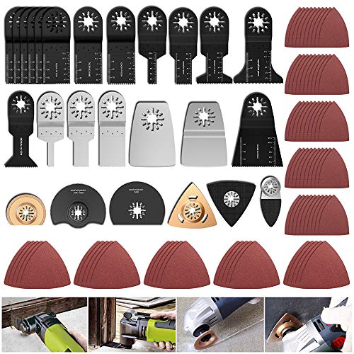 100Pcs Sägeblätter Kit Mix Klingen Multitool Oszillierwerkzeug-Zubehör für Fein Multimaster,Holz/Metall/Kunststoff,Universal für Bosch,Craftsman,Chicago,Fein,usw.(Passt nicht auf Bosch Starlock) von Keyohome