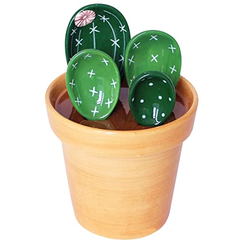 5 Stück Messlöffel Set im Topforganizer,Keramik Cactus Set,Keramik Kaktus Messlöffel mit Messbechern und Löffeln,für Küche Trocken Nass Messung Flüssigkeit Lebensmittel Salz und Zucker (B) von Keyohome