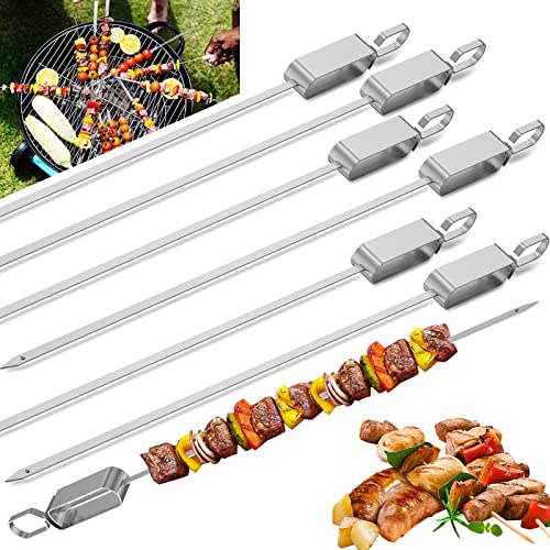 Keyohome Grillspieße 10 Stk, 43.4cm Edelstahl-schaschlikspieße mit Schieberegler, Grill-Zubehör, Metall grill spieße für Fleischspieße, Gemüse, Lagerfeue, BBQ, Grillpartys im Freien und Garten von Keyohome