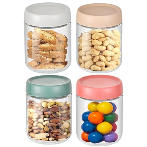 Keyoung 4 Pack 500ML Overnight Oats Gläser,Einmachgläser mit Schraubdeckel für Overnight Oats Salat Joghurt Pudding Chutney Dessertgläser,Wiederverwendbare Glasbehälter mit Deckel Als Mason Jar von Keyoung