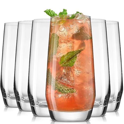 Keyoung Longdrinkgläser Wassergläser Trinkgläser | Set 6 Stück Premium Glassware 550ml | Glamour Kollektion | Perfekt für Zuhause, Restaurants und Partys | Spülmaschinenfest von Keyoung