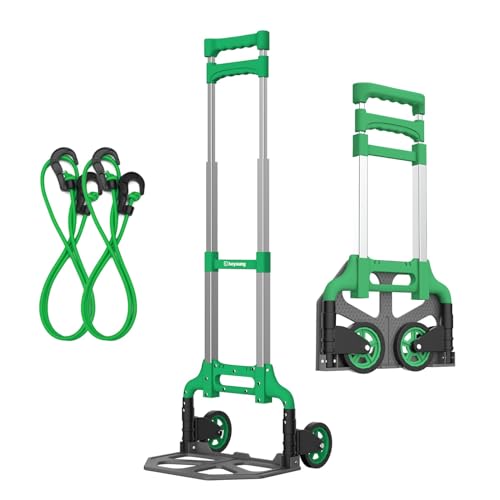 Keyoung Sackkarre Klappbar Extra Langer Teleskopgriff 110 cm Transportkarre Gewichtskapazität 90kg Faltbare Sackkarre Tragen 2 Expanderseile von Keyoung