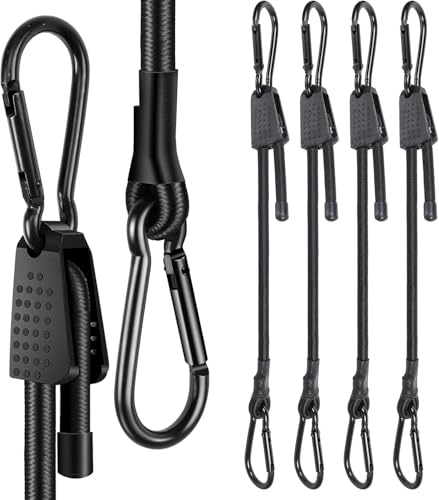 Spanngummi mit Karabiner,4 Stück Expander mit Haken Verstellbar, 100cm Extra Stark Gummispanner Gummibänder für Sonnensegel, Gartengeräte, Auto,Gepäcktransport,Fahrrad und Camping von Keyoung
