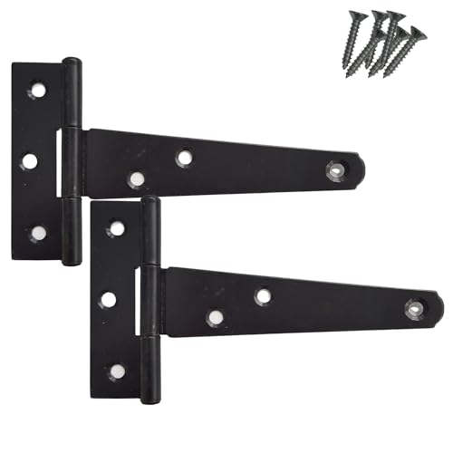 Keypak T-Scharniere, 150 mm, schwarz, japanisch, Metall-T-Scharniere mit rostfreier Beschichtung, ideal für Holztore, Schuppentüren, Scheunentüren und den Außeneinsatz, 2 Stück von Keypak
