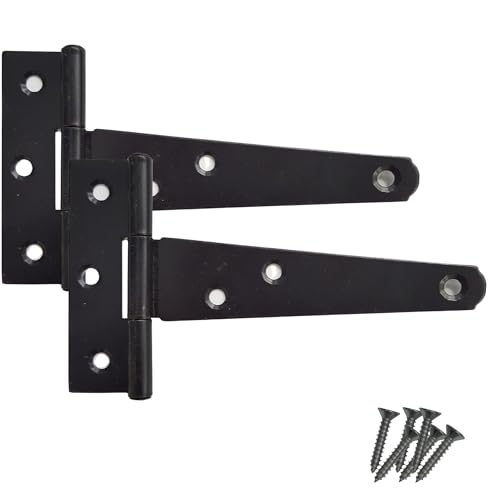 Keypak T-Scharniere, 250 mm, schwarz, japanisch, Metall-T-Scharniere mit rostfreier Beschichtung, ideal für Holztore, Schuppentüren, Scheunentüren und den Außenbereich von Keypak