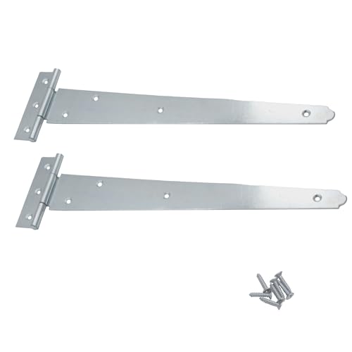 Keypak T-Scharniere, verzinkt, korrosionsbeständige Metall-T-Scharniere für große Holztore, Scheunen-, Garagen- und Schuppentüren, 300 mm, 2 Stück von Keypak