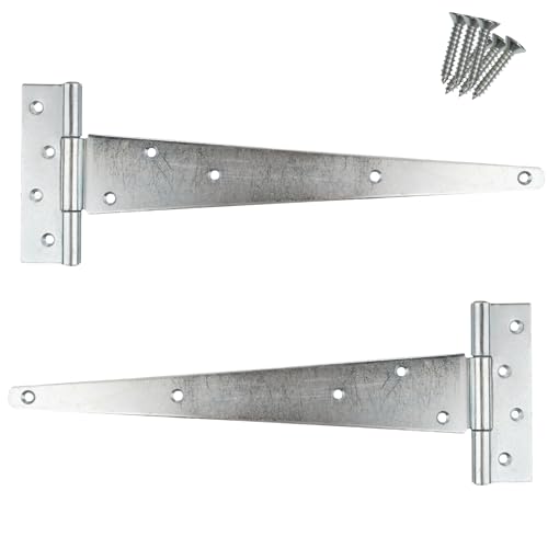 Keypak T-Scharniere, verzinkt, wetterbeständige Metall-T-Scharniere, ideal für Holztore, Scheunen, Garagen- und Schuppentüren, 350 mm, 2 Stück von Keypak