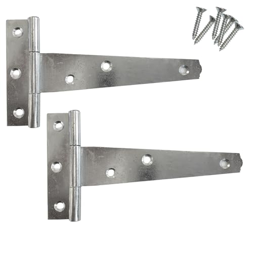 Keypak T-Scharniere, verzinkt, wetterbeständige Metall-T-Scharniere für Holztore, Schuppentüren, Scheunentüren und den Außenbereich, 150 mm, 2 Stück von Keypak