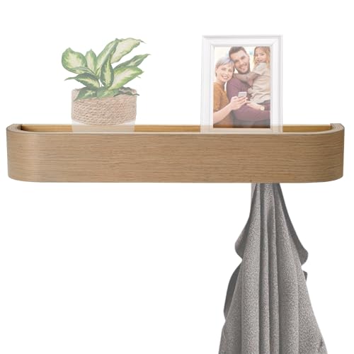 keypak Scandi Holzgarderobe mit Ablage – Wandmontage, 4 versteckte Kleiderhaken & 49 cm schwebendes Regal für Flur, Schlafzimmer & Eingangsbereiche keypak Scandi Holzgarderobe mit Ablage – Wandmontage, 4 versteckte Kleiderhaken & 49 cm schwebendes Regal für Flur, Schlafzimmer & Eingangsbereiche von Keypak