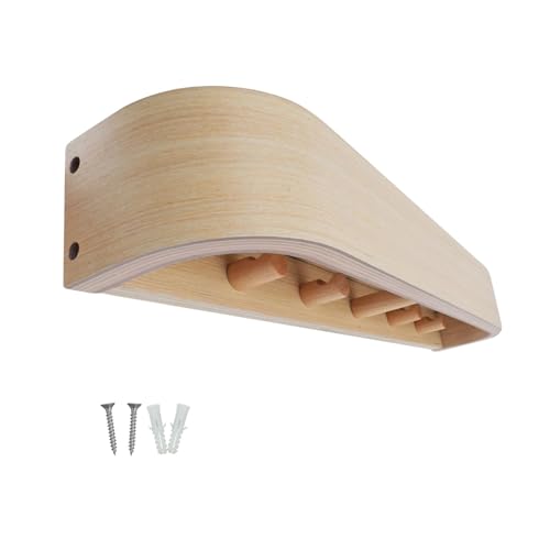keypak Scandi Holzgarderobe mit Ablage – Wandmontage, 4 versteckte Kleiderhaken & 49 cm schwebendes Regal für Flur, Schlafzimmer & Eingangsbereiche von Keypak