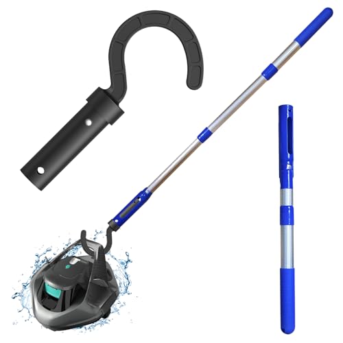 Haken mit Teleskopstange für alle Poolroboter, speziell für Pool-Staubsaugroboter, einschließlich kabellos, oberirdisch und unter Wasser, 3 Abschnitte, 90 cm, verstellbare Aluminiumstange mit Haken von Keyrank