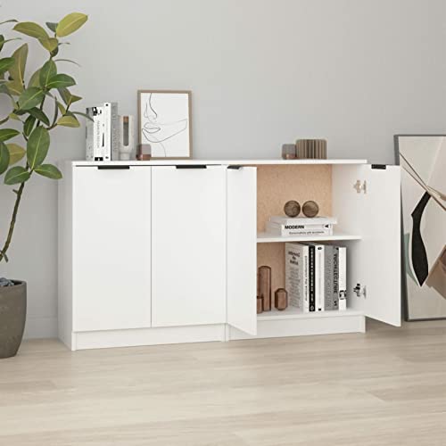 Keyroto 2 Stück Sideboard Küche Anrichte Wohnzimmer Moderne Anrichte Wohnzimmer Anrichte aus Holz weiß 60 x 30 x 70 cm von Keyroto