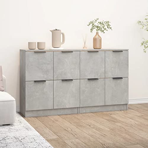 Keyroto 2 Stück Sideboard Wohnzimmer Moderne Sideboard Wohnzimmer Sideboard Küche Anrichte Moderne Anrichte aus mehrschichtigem Holz Grau Beton 60 x 30 x 70 cm von Keyroto