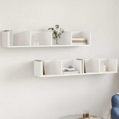 Keyroto 2 Stück Wandregal Design Vitrine Wohnzimmer Wandmöbel aus mehrschichtigem Holz weiß 99 x 18 x 16,5 cm Keyroto 2 Stück Wandregal Design Vitrine Wohnzimmer Wandmöbel aus mehrschichtigem Holz weiß 99 x 18 x 16,5 cm von Keyroto