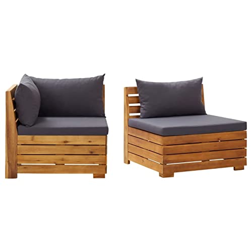 Keyroto 2-TLG. Balkonmöbel Outdoor Sofa Sofa Garten Gartenlounge Balkon Couch Sofa Balkon Balkon Möbel Gartenmöbel Set Balkon Loungemöbel Loungemöbel Balkon mit Kissen Massivholz Akazie von Keyroto