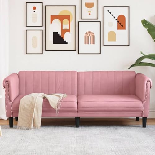 Keyroto 3-Sitzer-Sofa, Samt, 3-Sitzer-Sofa, Wohnzimmer, 3-Sitzer-Sofa, modern, rosa-3-Sitzer von Keyroto