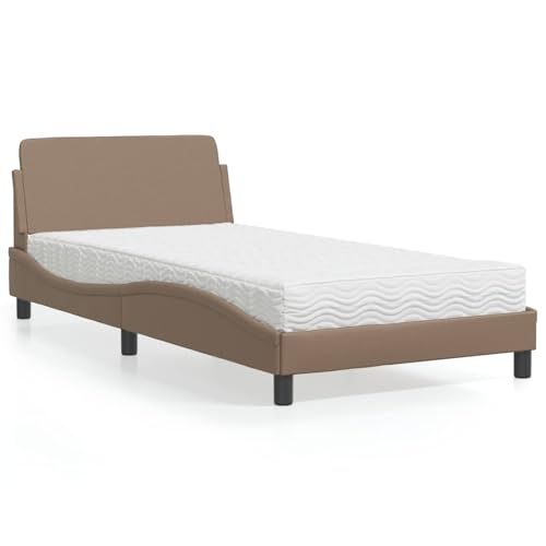 Keyroto Bettgestell 100 x 200 cm Doppelbett Einzelbett Bett mit Matratze aus Kunstleder Cappuccino 100 x 200 cm Keyroto Bettgestell 100 x 200 cm Doppelbett Einzelbett Bett mit Matratze aus Kunstleder Cappuccino 100 x 200 cm von Keyroto