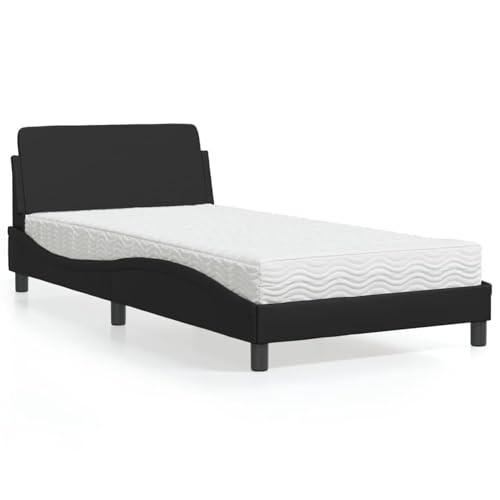 Keyroto Bettgestell 100 x 200 cm Doppelbett Einzelbett Bett mit Matratze aus Kunstleder Schwarz 100 x 200 cm Keyroto Bettgestell 100 x 200 cm Doppelbett Einzelbett Bett mit Matratze aus Kunstleder Schwarz 100 x 200 cm von Keyroto