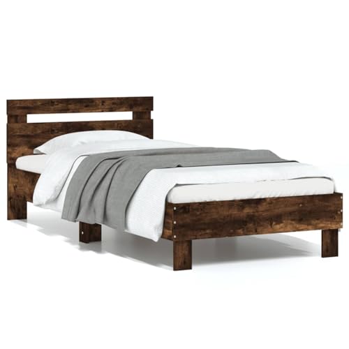 Keyroto Bettgestell aus Holz, 75 x 190 cm, für Doppelbett/Einzelbett, Bettgestell mit Kopfteil aus mehrschichtigem Holz, Eichenholz, Rauchgrau, 75 x 190 cm Keyroto Bettgestell aus Holz, 75 x 190 cm, für Doppelbett/Einzelbett, Bettgestell mit Kopfteil aus mehrschichtigem Holz, Eichenholz, Rauchgrau, 75 x 190 cm von Keyroto