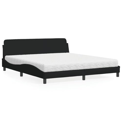 Keyroto Bettgestell für Doppelbett, Doppelbett, Einzelbett, mit Matratze aus schwarzem Stoff, 180 x 200 cm von Keyroto