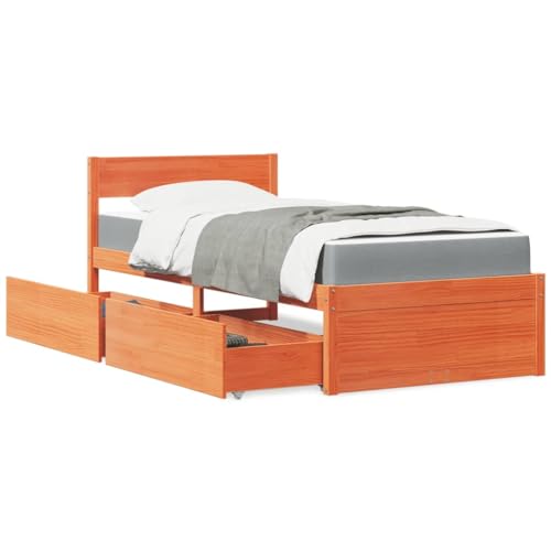 Keyroto Bettgestell mit Schubladen, 90 x 190 cm, für Doppelbett/Einzelbett, Schubladen mit Matratze, Massivholz, Kiefer, braun, Wachs, 90 x 190 cm Keyroto Bettgestell mit Schubladen, 90 x 190 cm, für Doppelbett/Einzelbett, Schubladen mit Matratze, Massivholz, Kiefer, braun, Wachs, 90 x 190 cm von Keyroto