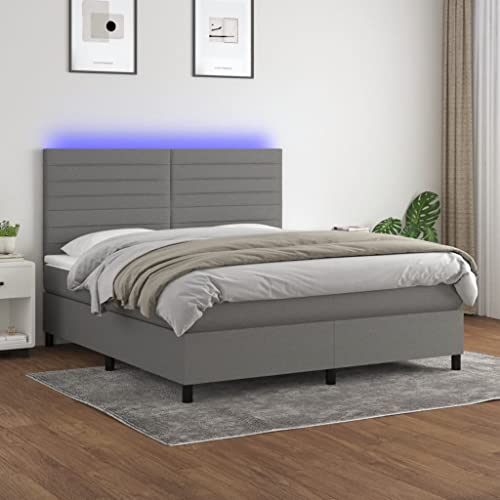 Keyroto Boxspringbett, Matratze und LED, Dunkelgrau, 180 x 200 cm, aus Stoff, für Doppelbett, Einzelbett Keyroto Boxspringbett, Matratze und LED, Dunkelgrau, 180 x 200 cm, aus Stoff, für Doppelbett, Einzelbett von Keyroto