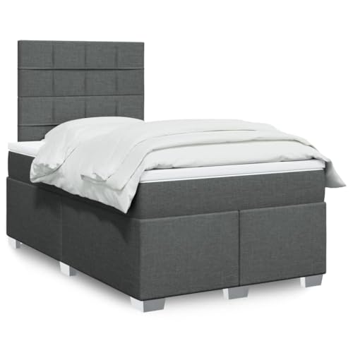 Keyroto Boxspringbett 120x200 cm mit Matratze, Stoff, Polsterbett mit LED Beleuchtung, Bett komplett - Dunkelgrau 120x200 cm von Keyroto
