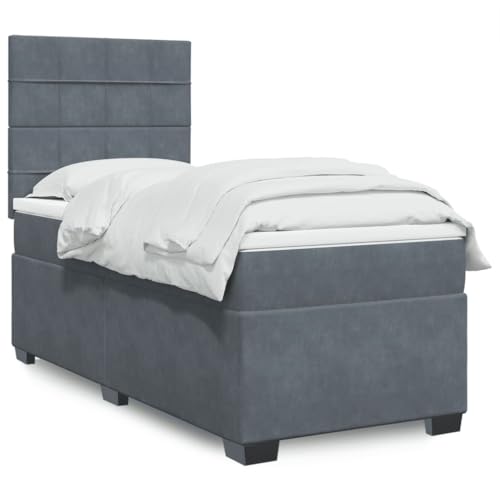 Keyroto Boxspringbett mit Matratze Dunkelgrau 90x190 cm Samt, Boxspringbetten, Bett Mit Matratze, Boxspringbett Matratz, Boxspringbett Mit Matratz, Boxbett, Boxspringbett, Bockspringbett von Keyroto