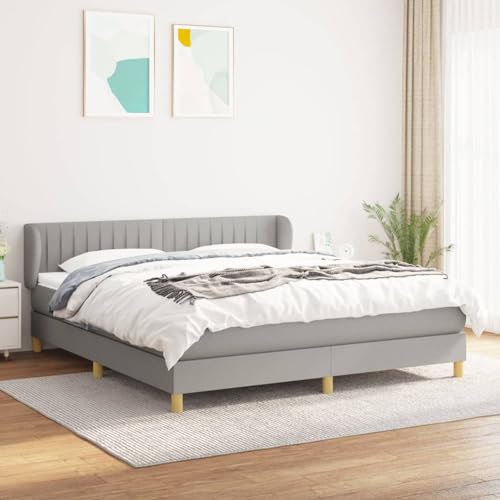 Keyroto Boxspringbett mit Matratze Hellgrau 180x200 cm Stoff, Schlafzimmerbett, Boxspringbetten, Boxspringbett Matratz, Boxspringbett Mit Matratz, Bockspringbett von Keyroto
