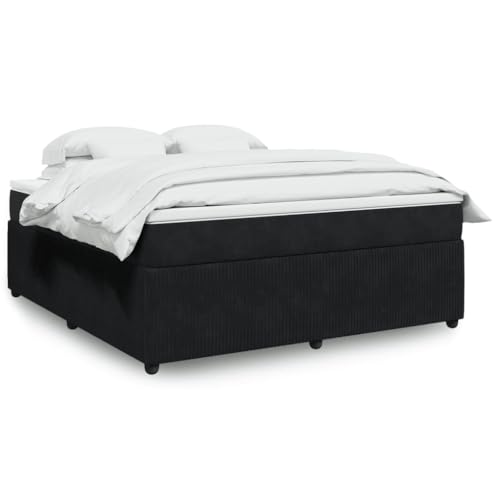 Keyroto Boxspringbett mit Matratze Schwarz 180x200 cm Samt #02, Boxspringbett Mit Matratz, Boxbett, Boxspringbett, Bockspringbett, Boxspringbetten, Bett Mit Matratze, Boxspringbett Matratz von Keyroto