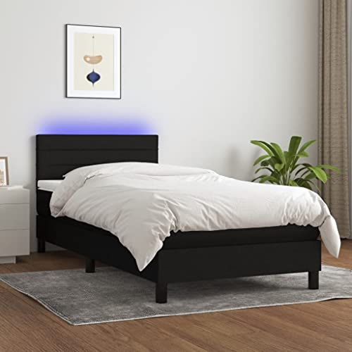 Keyroto Boxspringbett mit Matratze und LED, schwarz, 80 x 200 cm, aus Stoff #3, Bettrahmen, Doppelbett, Einzelbetten von Keyroto