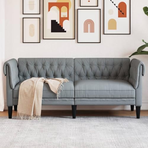 Keyroto Chesterfield-Sofa, 2-Sitzer, aus Stoff, Hellgrau von Keyroto