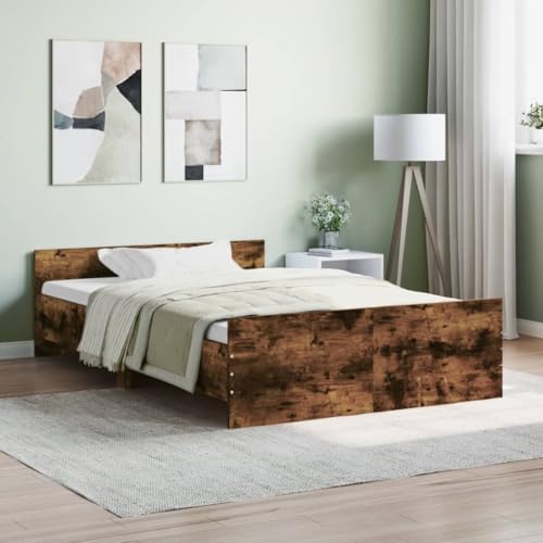 Keyroto Doppelbett 120 x 200 cm Bettgestell Doppelbett Einzelbett Bettrahmen mit Kopfteil und Fußteil Eiche Rauchgrau 120 x 200 cm Keyroto Doppelbett 120 x 200 cm Bettgestell Doppelbett Einzelbett Bettrahmen mit Kopfteil und Fußteil Eiche Rauchgrau 120 x 200 cm von Keyroto