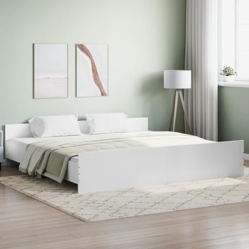 Keyroto Doppelbett 180 x 200 cm Bettgestell Doppelbett Einzelbett Bettgestell mit Kopfteil und Fußteil weiß 180 x 200 cm von Keyroto