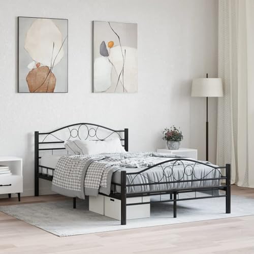 Keyroto Doppelbettgestell aus Metall Bettgestell Doppelbett Lattenrost Doppelbett 120 x 200 Lattenrost Doppelbett Metallbett Schwarz 120 x 200 cm von Keyroto