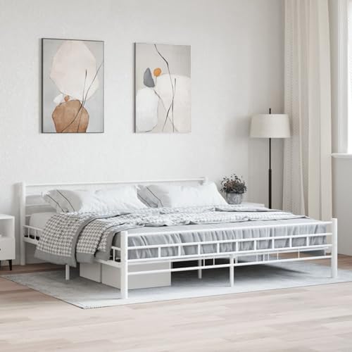 Keyroto Doppelbettgestell aus Metall Bettgestell Doppelbett Lattenrost Doppelbett 180 x 200 Lattenrost Doppelbett Metallbett Weiß-180 x 200 cm-2 von Keyroto