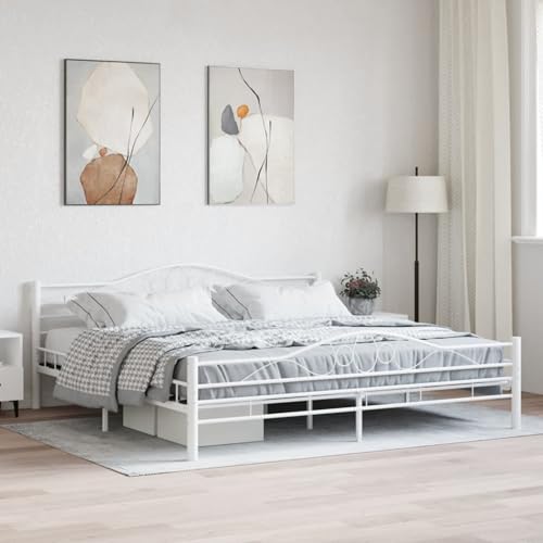 Keyroto Doppelbettgestell aus Metall Bettgestell Doppelbett Lattenrost Doppelbett 180 x 200 Lattenrost Doppelbett Metallbett Weiß-180 x 200 cm von Keyroto