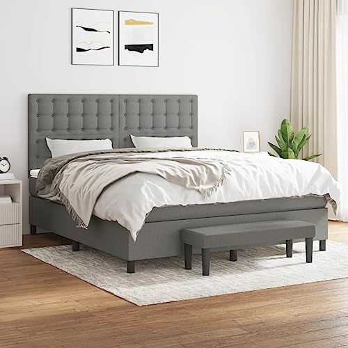Keyroto Federbett mit Matratze, dunkelgrau, 180 x 200 cm, Stoff #5, Bettgestell, Doppelbett, Einzelbett von Keyroto