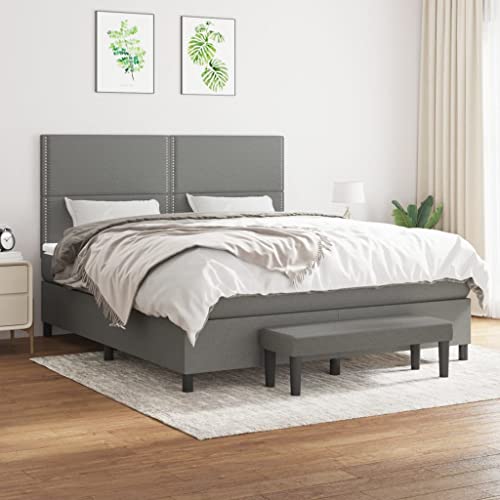 Keyroto Federbett mit Matratze, dunkelgrau, 180 x 200 cm, Stoff #6, Bettgestell, Doppelbett, Einzelbett von Keyroto