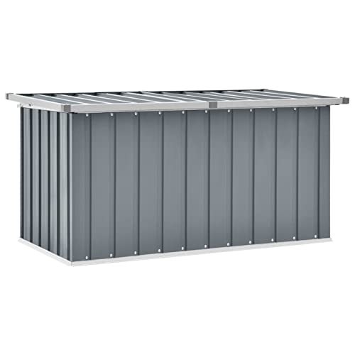 Keyroto Gartenbox wasserdicht XXL Metall Auflagenbox XXL Garten Aufbewahrungsbox Kissenbox Werkzeugkasten Gerätebox Gartentruhe -Grau-129 x 67 x 65 cm von Keyroto