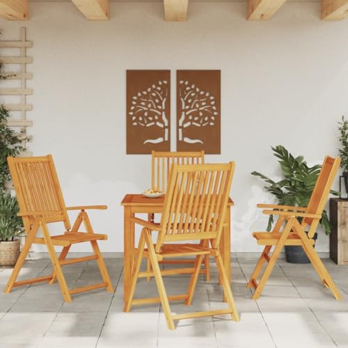 Keyroto Gartenmöbel Set Holz 4+1-4 Hochlehner Stühle klappbar mit Tisch Wetterfest Akazie Garten Sitzgruppe Garten Terrassenmöbel-Set Sitzgarnitur Garten-Essgruppe 85 x 85 x 74 cm von Keyroto