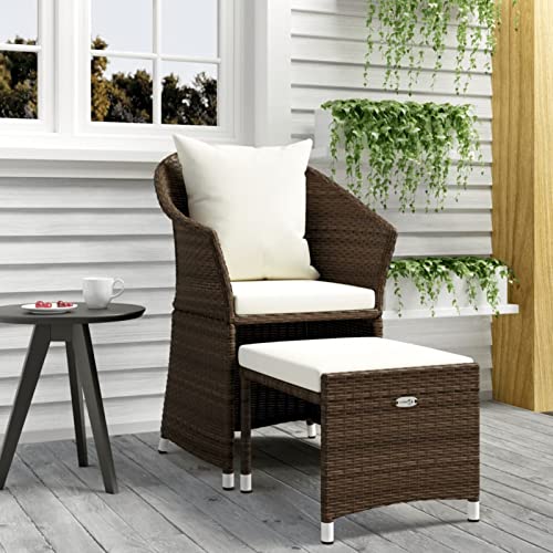 Keyroto Gartenstühle mit Fußhocker Rattansessel Gartensessel Outdoor mit Kissen Braun Poly Rattan Keyroto Gartenstühle mit Fußhocker Rattansessel Gartensessel Outdoor mit Kissen Braun Poly Rattan von Keyroto