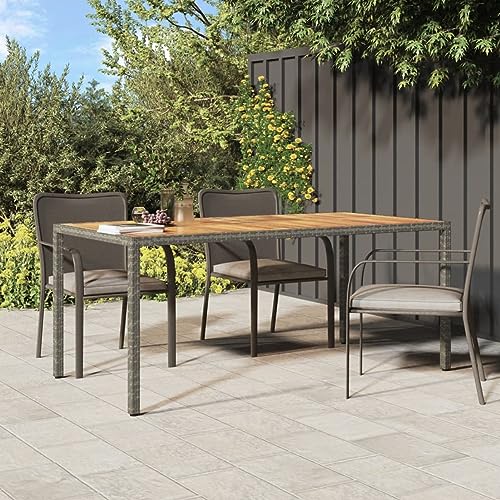Keyroto Gartentisch Gartentisch rechteckig aus Polyrattan und Massivholz Akazie 190 x 90 x 75 cm Grau von Keyroto