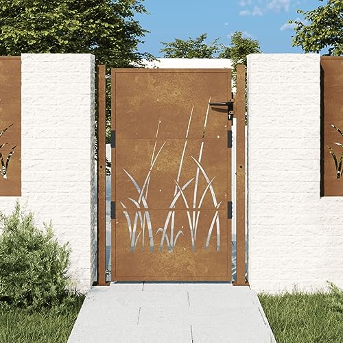 Keyroto Gartentor Einfahrtstor Zauntor Gartentor Metall Hoftor Cortenstahl Gras-Design 105x155 cm Keyroto Gartentor Einfahrtstor Zauntor Gartentor Metall Hoftor Cortenstahl Gras-Design 105x155 cm von Keyroto