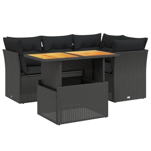 Keyroto Garteounge Outdoor Dining Lounge Balkon Lounmöbel Gartensofa Sitzgruppe Outdoor Schwarz 5-TLG Type-B71 von Keyroto