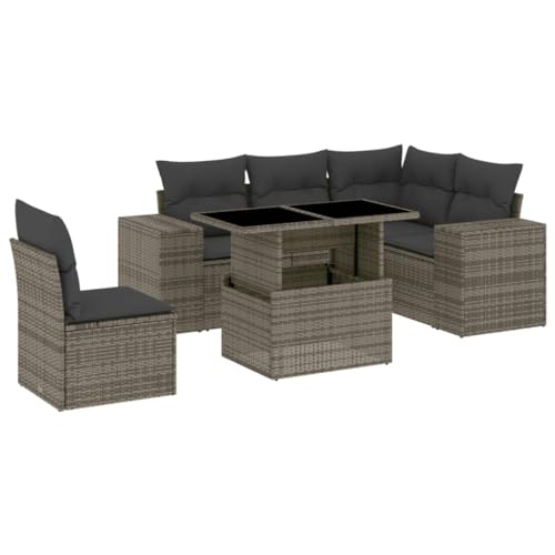 Keyroto Garteunge Outdoor mit Gartentisch Dining Lounge Ecnge Sike Balkon Loungemöbel Garsofa Grau 6-TLG Type-B95 von Keyroto